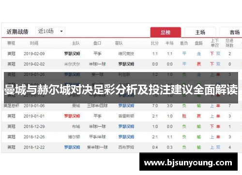 曼城与赫尔城对决足彩分析及投注建议全面解读
